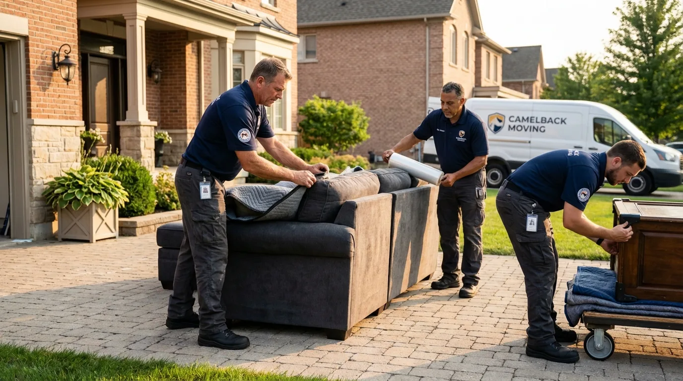 Large estate moving crew wrapping furniture in Jarrell, TX